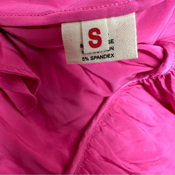 CeliaB Pink Ruffled Puff Sleeve satin Mini Dress nwt size Small - Picture 11 of 14